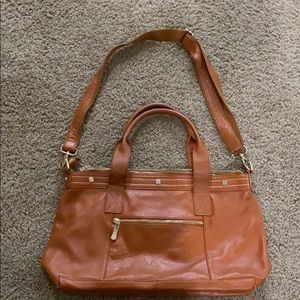 Camel brown leather handbag or corossbody